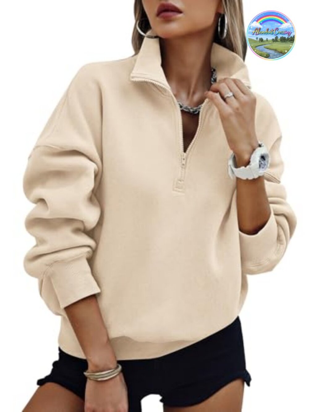 Women's Fleece Half Zip Pullover Sweatshirt Oversized